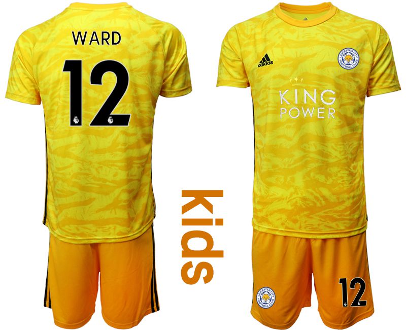Youth 2019-2020 club Leicester City yellow goalkeeper #12 Soccer Jerseys